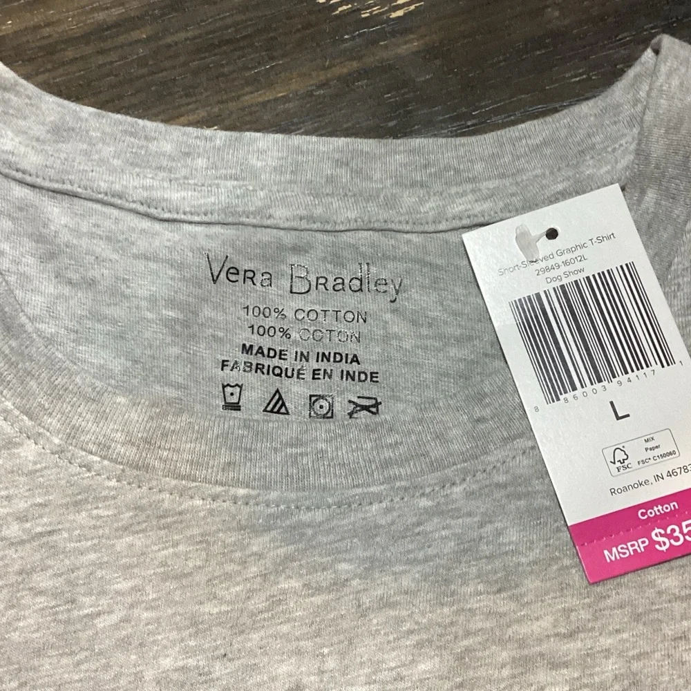 Vera Bradley Gray Dog Show T-Shirt size L - Picture 4 of 5